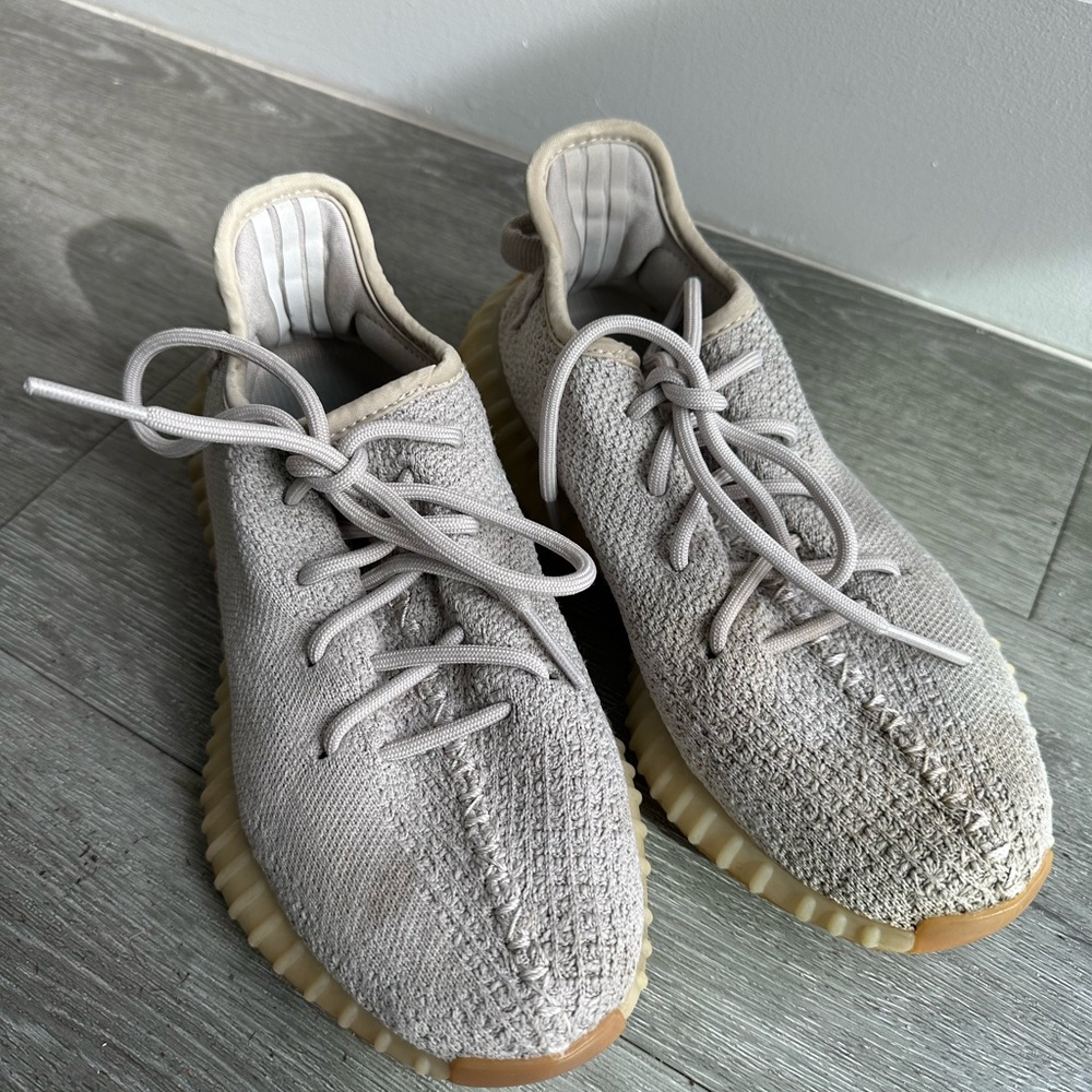 Yeezy Cream and Tan Knit Sneakers